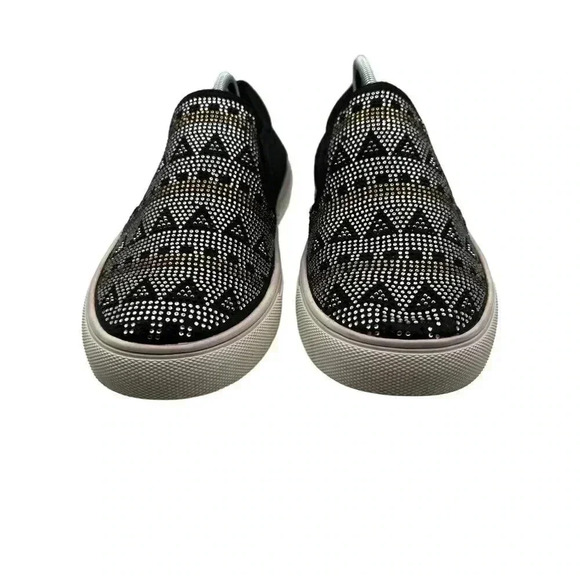 Whirl Slip On Canvas Women 10 Geometric black gold silver geometric rhinestones - Picture 4 of 8